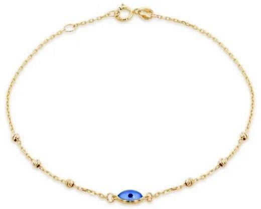 9K Yellow Gold EVIL EYE DC BALL Bracelet 19cm