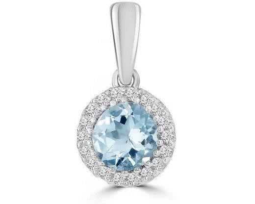 9K WH GLD 0.03CT HI I1 DIAMOND AQUAMARINE PT