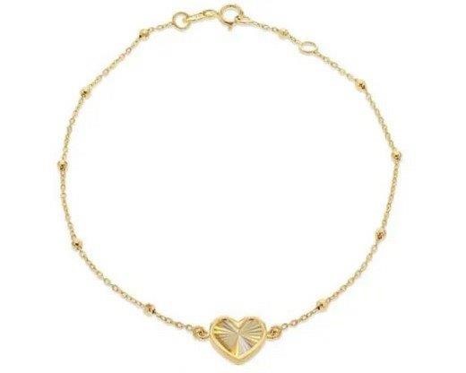 9K Yellow Gold RAINBOW HEART Bracelet 19cm