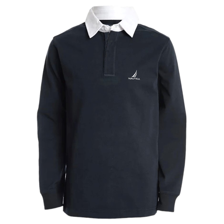 NAUTICA Men's Rugby Jersey, Size M, 60% Cotton, Navy (4NV), NAK131024. NB: