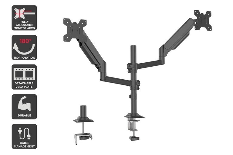 Kogan Full Motion Gas Spring Dual Stacking Monitor Arm for 17"- 32" Monitor