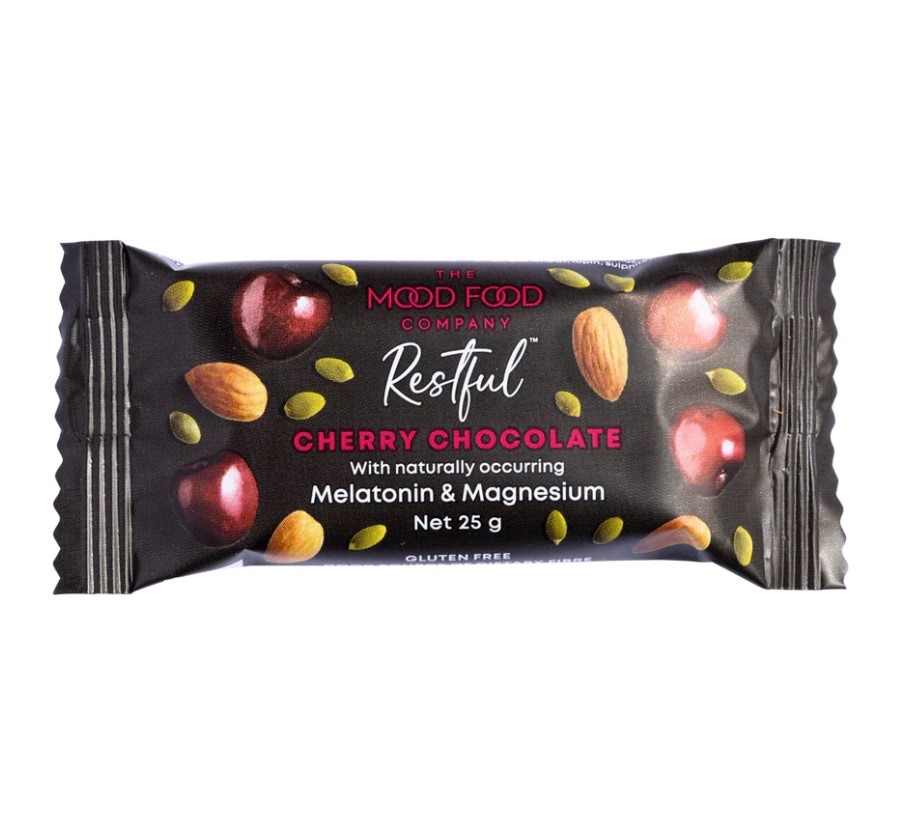 28 x THE MOOD FOOD Restful Cherry Chocolate Bites w/ Melatonin & Magnesium,
