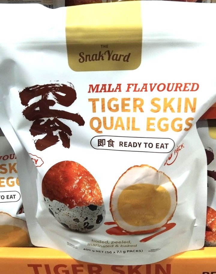 2 x SNAK YARD Mala Tiger Skin Quail Eggs, 400G. NB: Damaged packaging.
