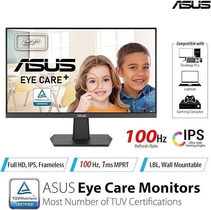 ASUS VA27EHF 27" Full HD 100Hz IPS Business Monitor 1920x1080 - Frameless -