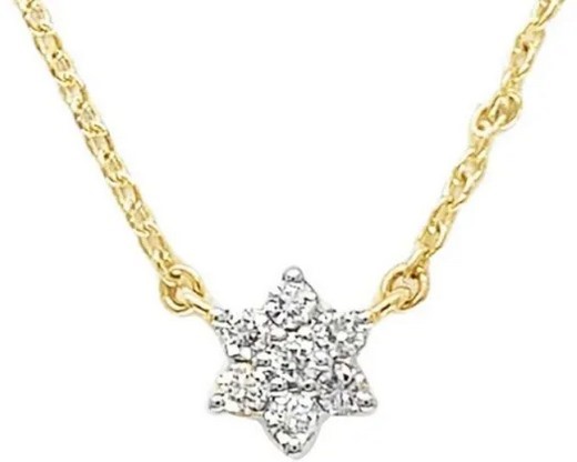 9K YELLOW GOLD 0.09ct HI SI DIAMOND FLOWER NECKLACE 40-45cm