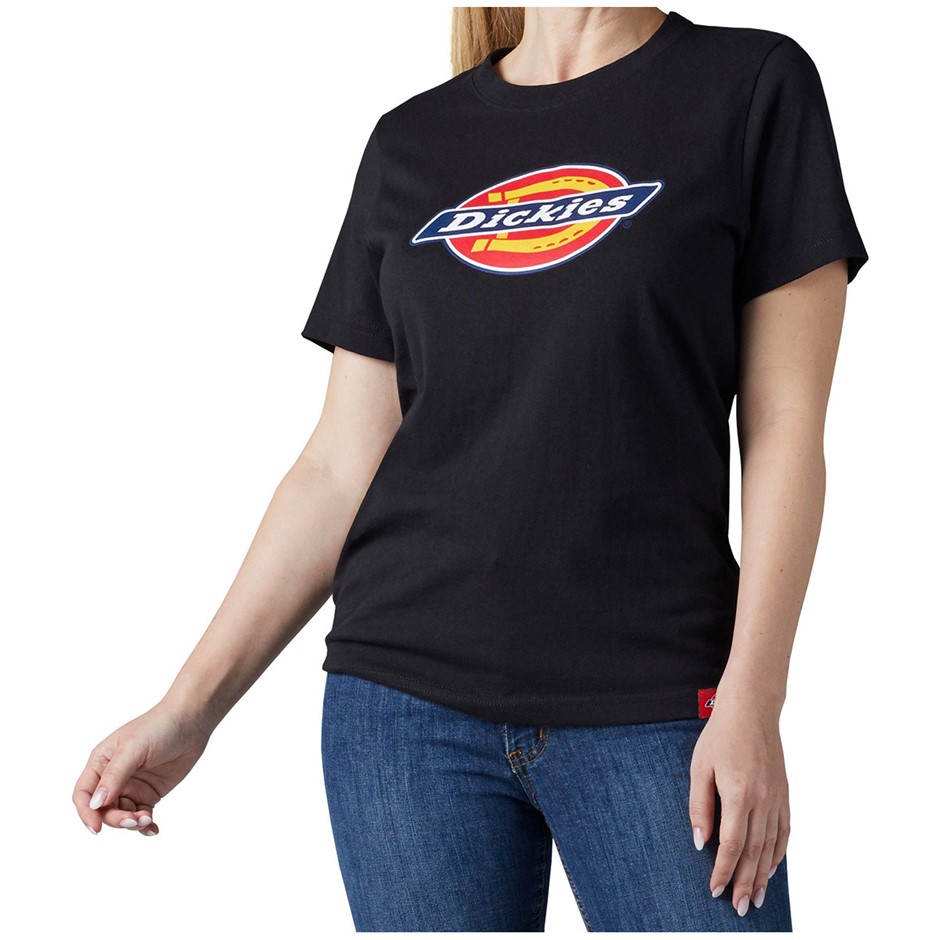 2 x DICKIES Women's Logo Tee, Size XS (6), 100% Cotton, Black. Buyers Note