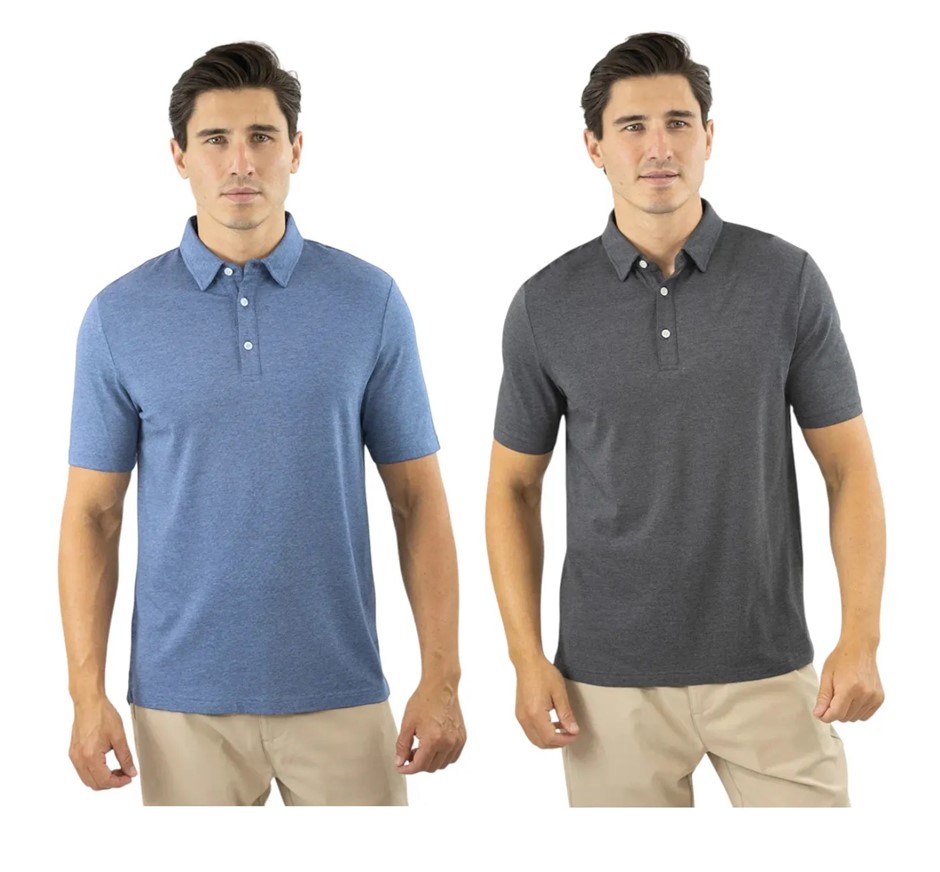 2 x JACHS Men's Polo, Size XL, Pima Cotton/Modal, Blue & Charcoal, 217201.