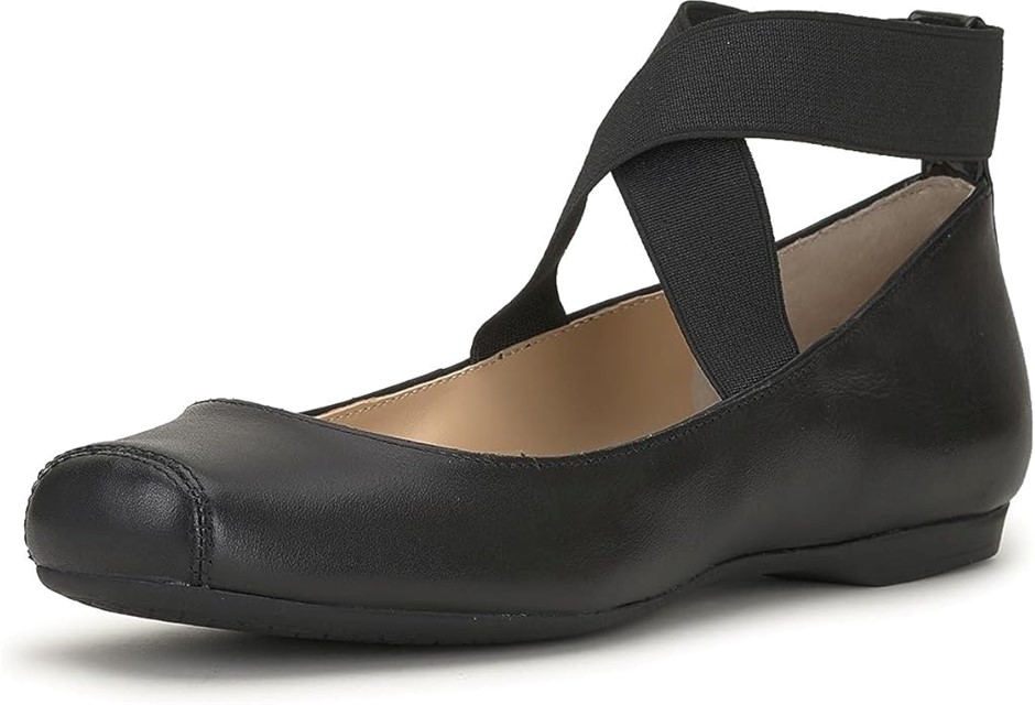 JESSICA SIMPSON Women's Mandalaye Ballet Flat, Size 7.5M, Black/Black (Alas