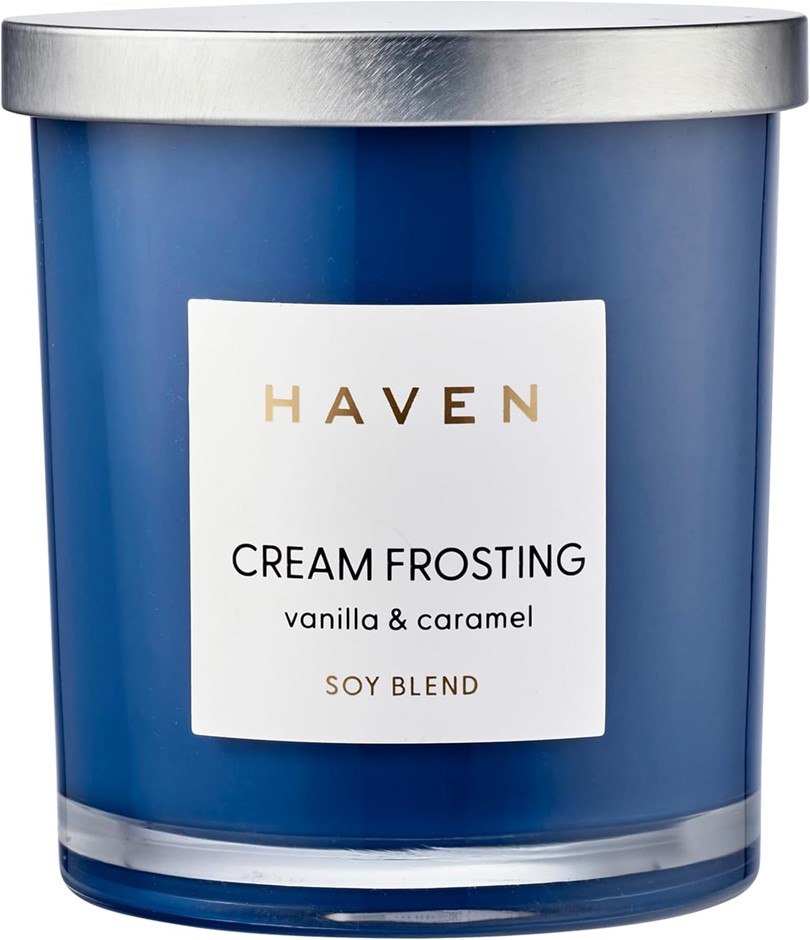 HAVEN Vanilla & Caramel Scented Soy Blend Wax Candle - Cream Frosting Aroma