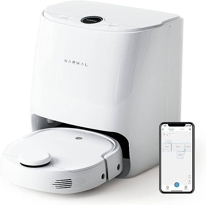 NARWAL T10 Robot Vacuum and Mop Combo, White. NB: Used - test ok. no box.