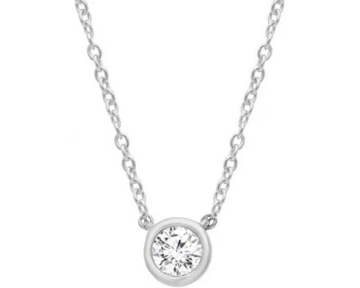 9K WHITE GOLD 0.15ct F VS ROUND LAB DIAMOND NECKLACE 40-45cm