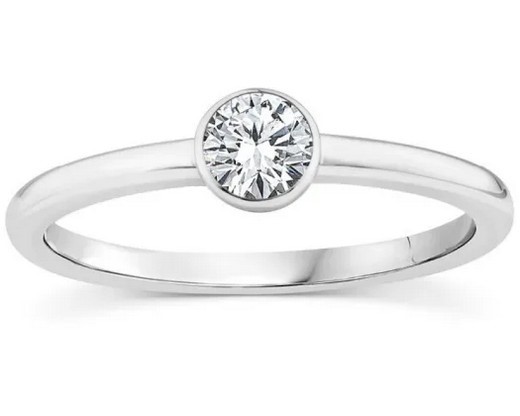 9K WHITE GOLD 0.25ct F VS LAB DIAMOND BEZEL RING