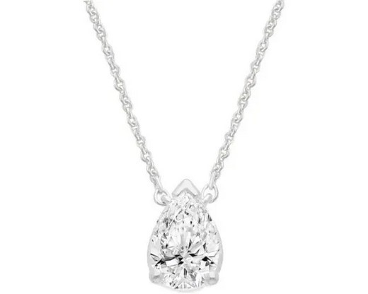 9K WHITE GOLD 0.26ct F VS PEAR LAB DIAMOND NECKLACE 40-45cm