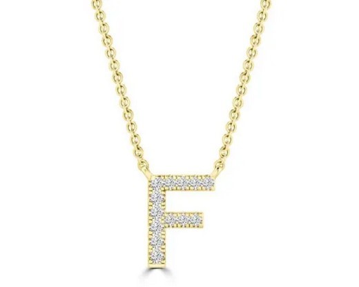 9K YELLOW GOLD 'F' 0.06 HI I1 DIAMOND NECKLACE 40+5cm