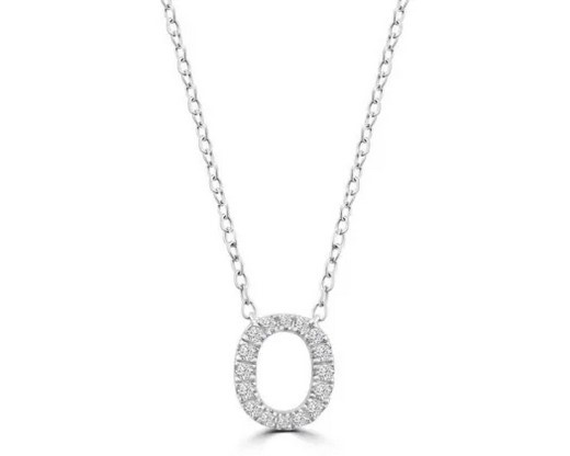 9K WHITE GOLD 'O' 0.09 HI I1 DIAMOND NECKLACE 40+5cm