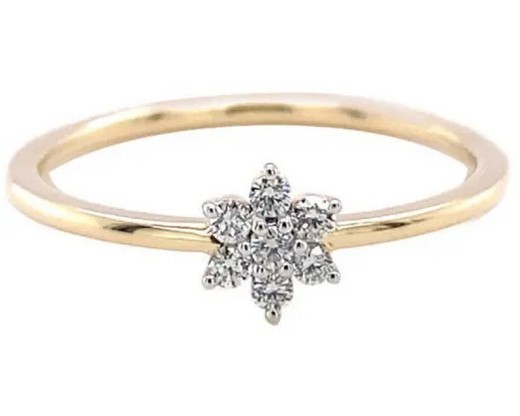 9K Yellow Gold 0.09ct HI SI DIAMOND FLOWER RING