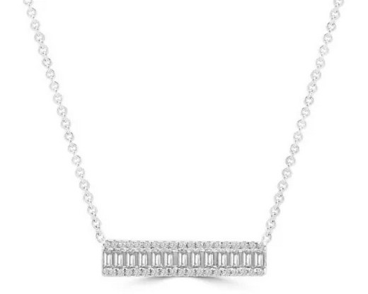 9K WHITE GOLD 0.18ct HI I1 DIAMOND NECKLACE 45cm