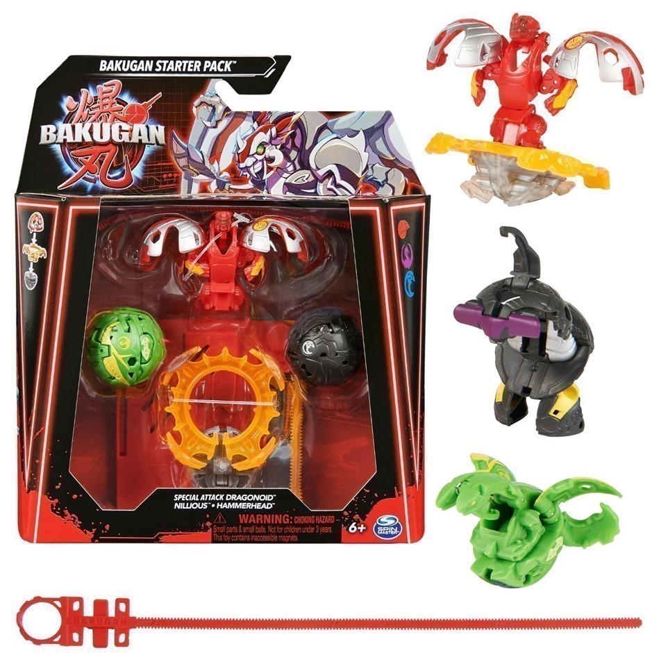 3 x BAKUGAN Starter 3-Pack, Special Attack Dragonoid, Nillious, Hammerhead