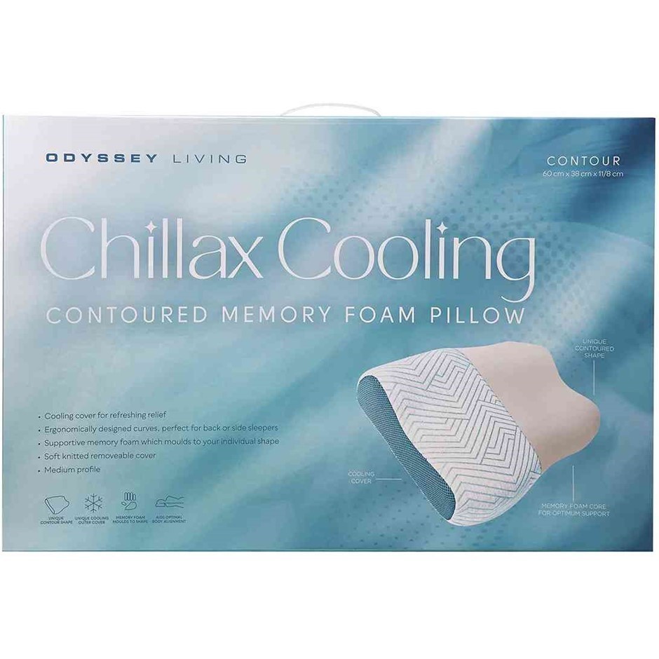 ODYSSEY LIVING Chillax Cooling Contoured Memory Foam Pillow, 60 x 38cm x 11