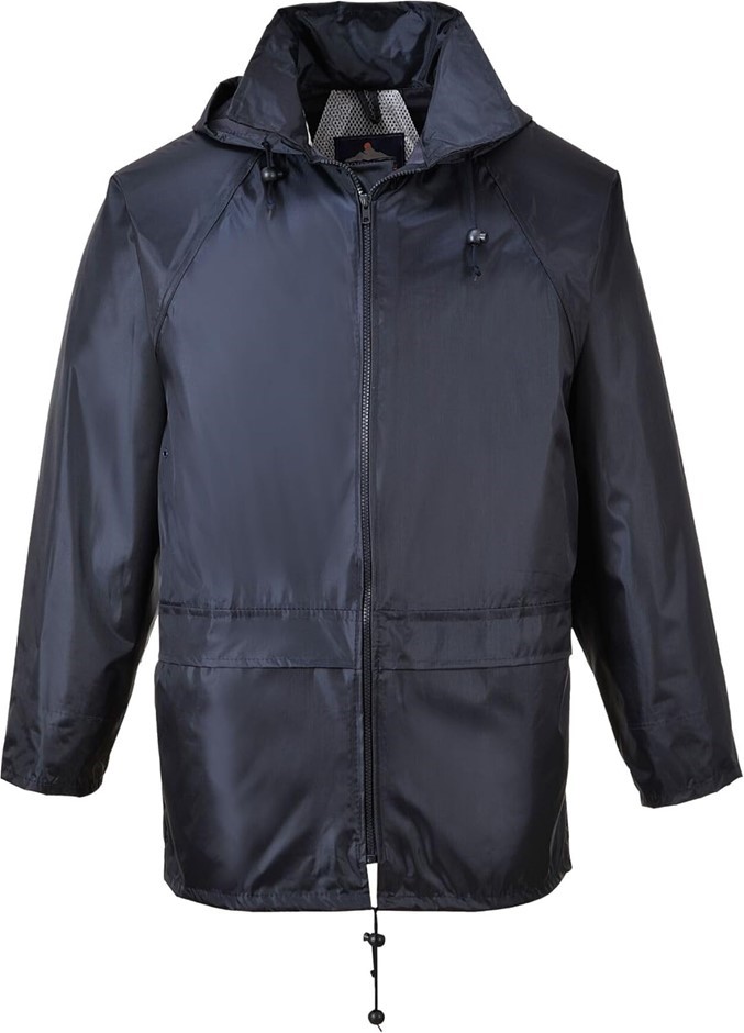 PORTWEST Men's Lightweight Rain Jacket, L, Navy, 100% Polyester, S440NARL.