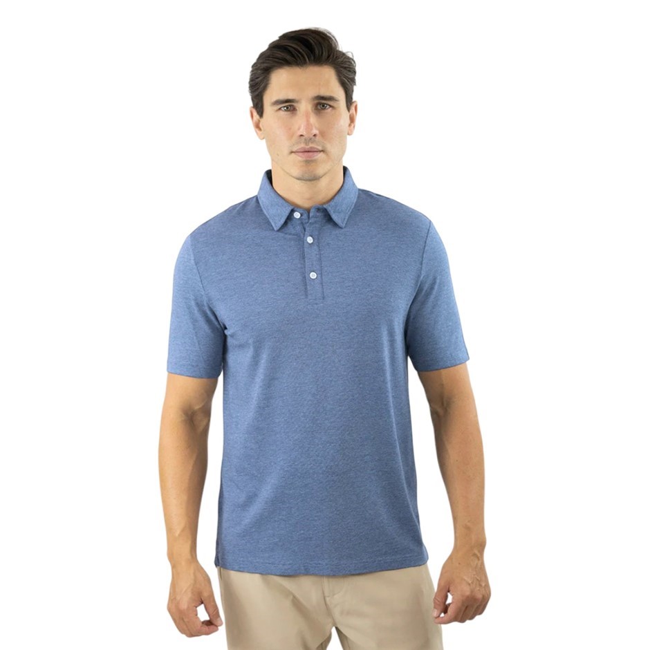 JACHS Men's Polo, Size M, 58% Pima Cotton/38% Modal, Blue.