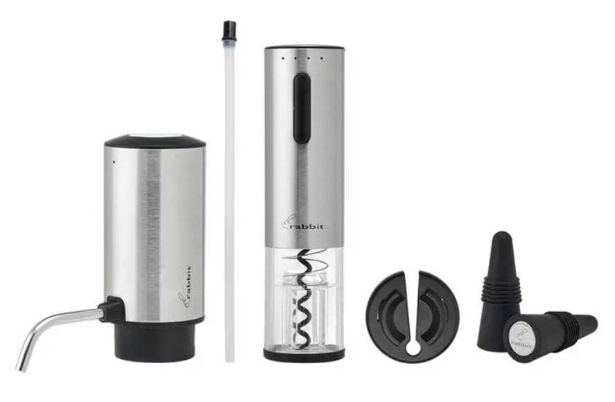 RABBIT Electric Corkscrew And Wine Aerator 5 Piece Set. N.B: Minor use, not