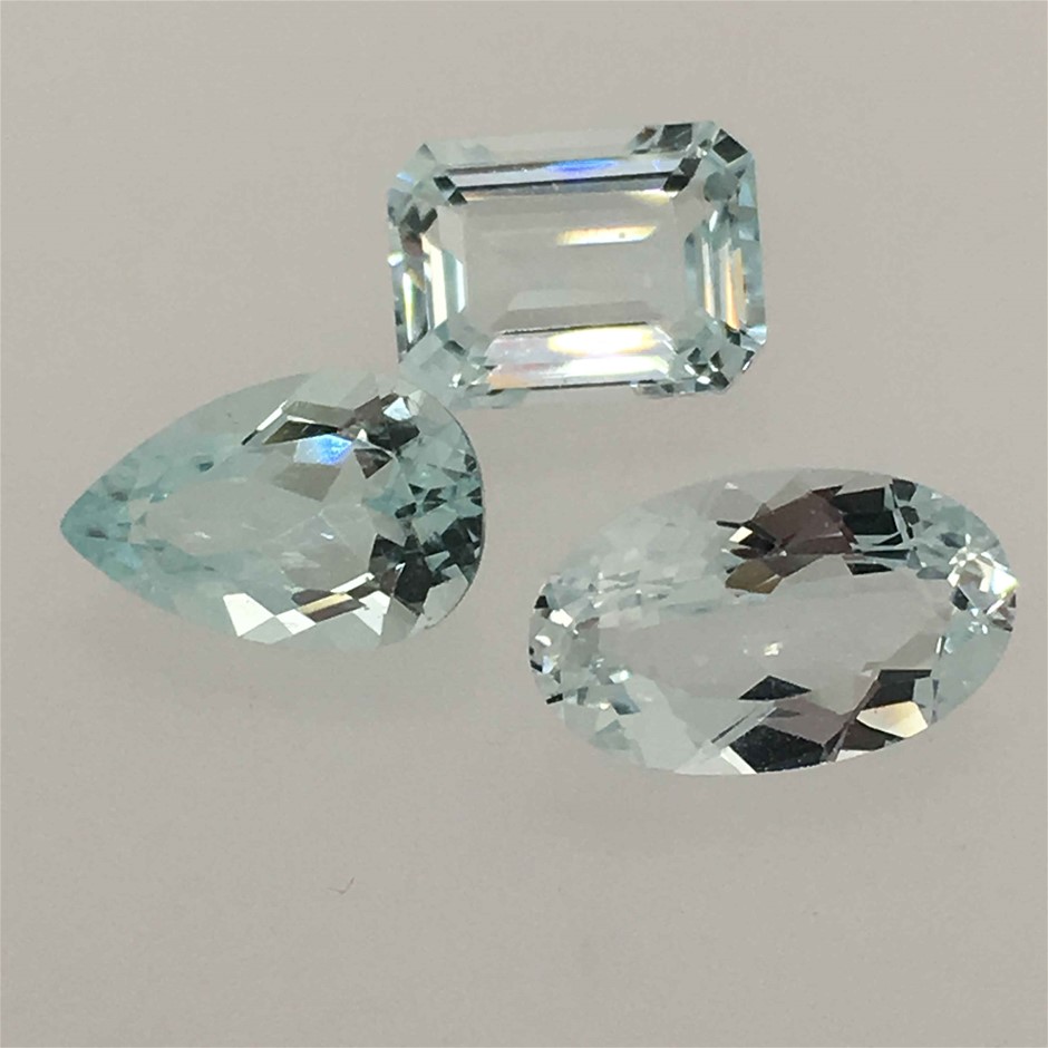 4.18ct Three Stones Loose Natural Aquamarine Mixed Cut