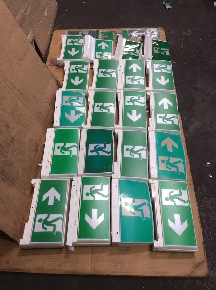 Mixed Brand LED Emergency Exit Signs With Directional Arrows