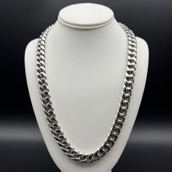 Silver-Filled Cuban Chain Necklace, 14MM Wide - 60.9cm