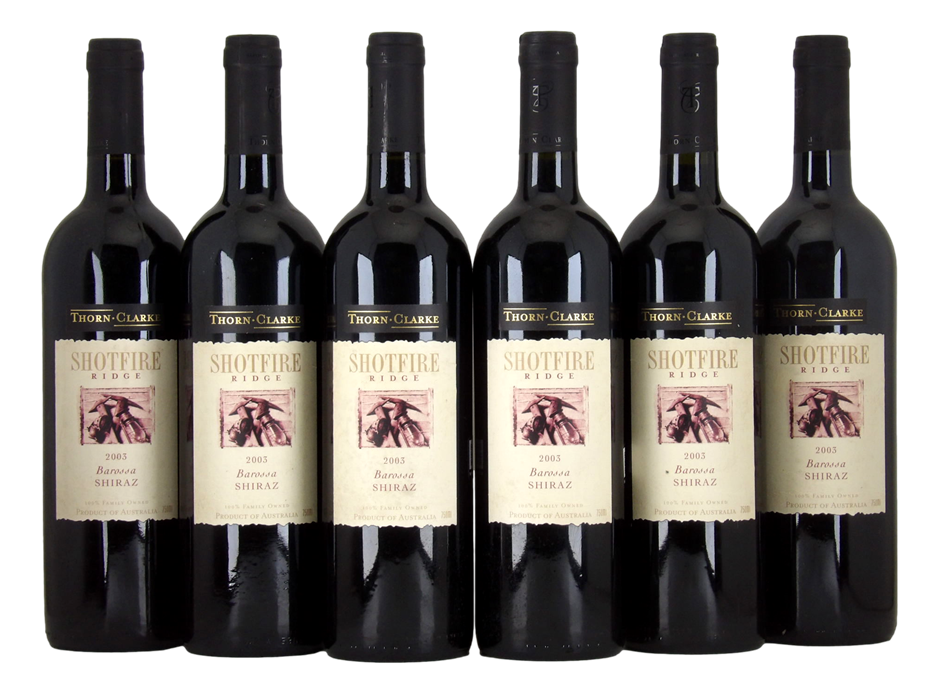 Thorn Clarke Shotfire Ridge Shiraz 2003 (6x 750mL), SA.