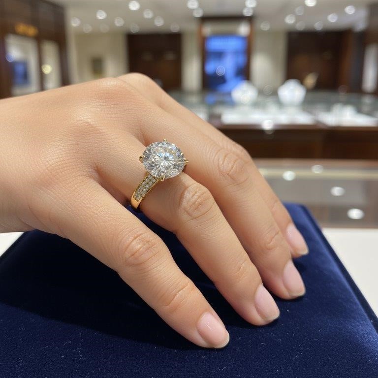 5.0ct GRA Moissanite White 18k Solid Yellow Gold Vermeil Ring -8US