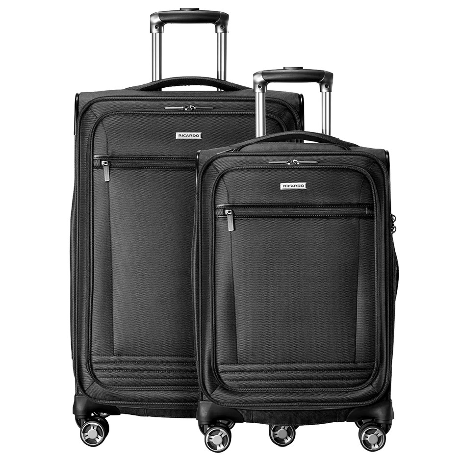 RICARDO Beverly Hills Mariposa Softside Luggage Set, 2 Piece, Black, Large: