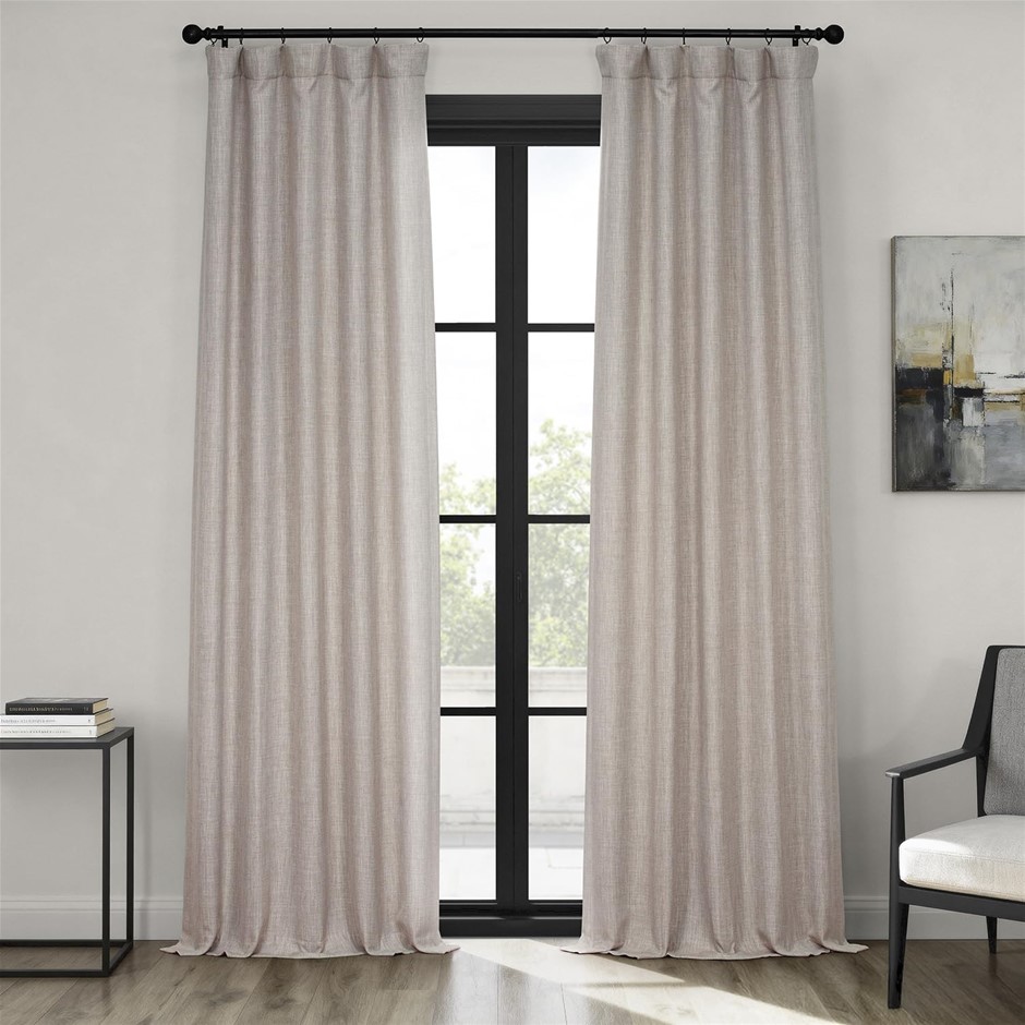 HPD Faux Linen Textured Room Darkening Curtains For Bedroom 108 Inches Long