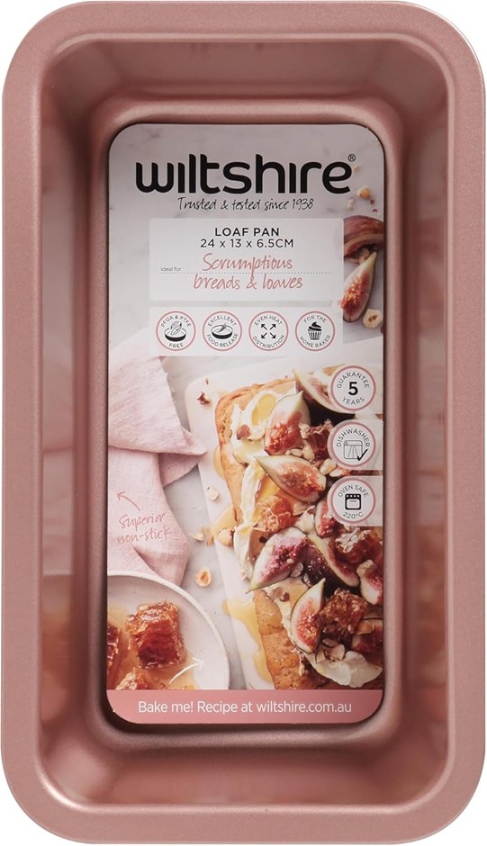 WILTSHIRE Rose Gold Loaf Pan 24cm – Non Stick Loaf Tin Dishwasher Safe Bake
