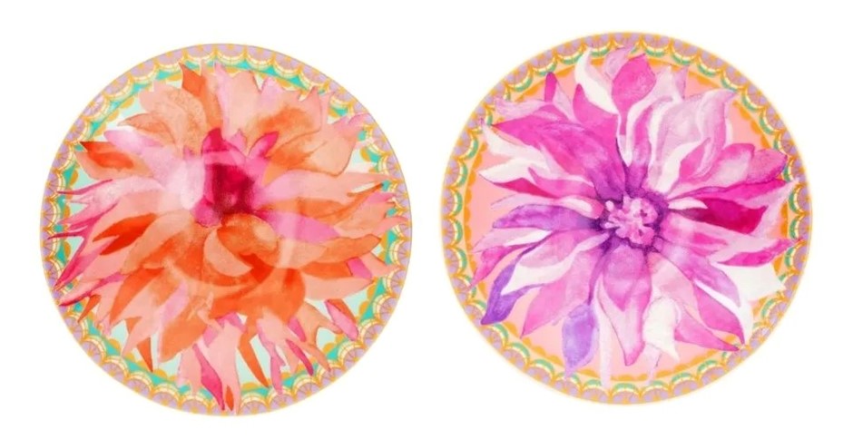 2 x Maxwell & Williams Teas & C's Dahlia Daze Dish 10cm Pink + Sky Gift Box