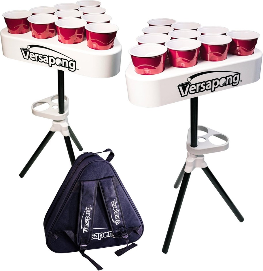 VERSAPONG Portable Beer Pong Table/Tailgate Game with Backpack Carry Case &