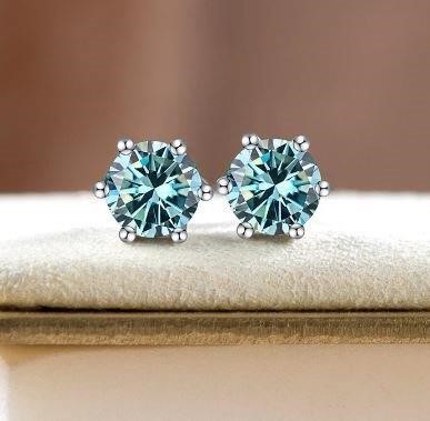 2.0CTW GRA Moissanite Blue Green Brilliant Cut -VVS1