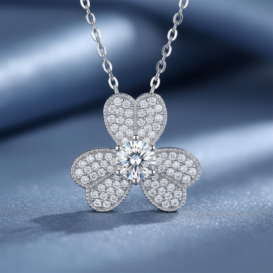 1.0ct GRA Moissanite white Brilliant Cut 925 Sterling Silver Pendant-VVS1