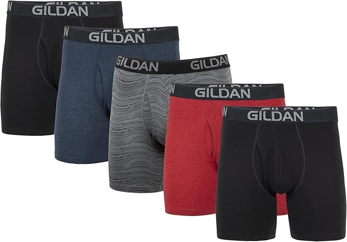Gildan Men's Underwear Cotton Stretch Boxer Briefs, Multipack, Blk/Heather