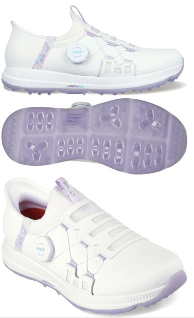Skechers Women's Hands Free Slip-Ins: GOgolf Elite 5 Sneaker, White/Lavende