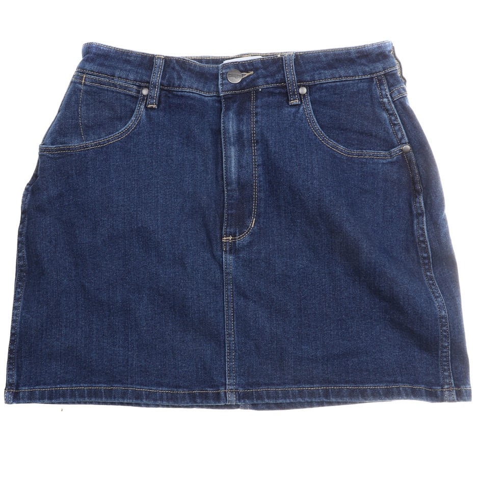 WRANGLER Women's Straight Mini Skirt, Size 6, 64.8% Cotton, Dark Rinse (733