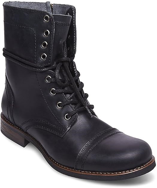Steve Madden Men's Troopah-c Combat Boot, Black Leather, 7.5