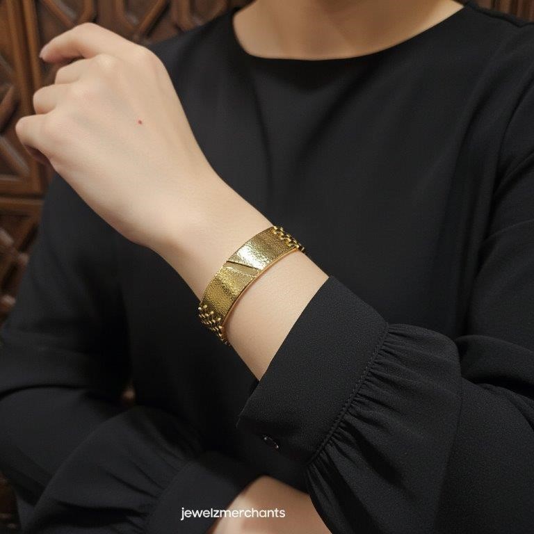 22KGF/Italy Stamped Solid Heavy Yellow Gold Filled Bracelet -18.5CM