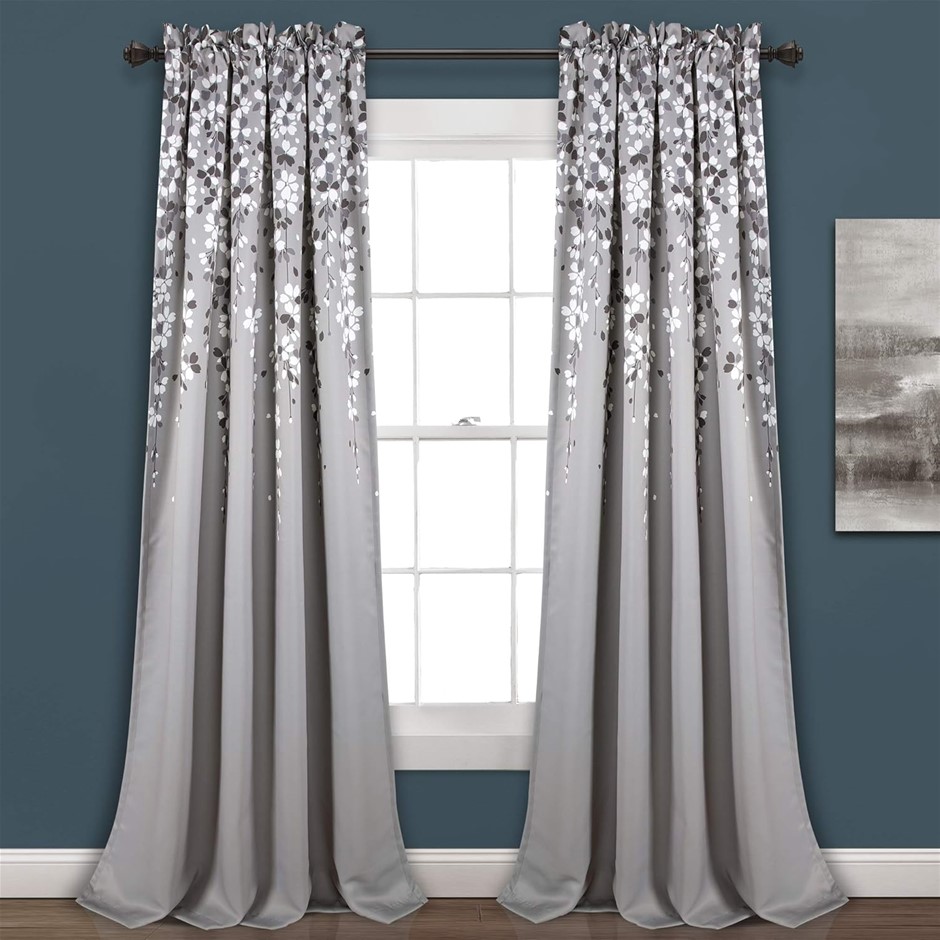 LUSH DECOR Weeping Flower Light Filtering Window Curtain Panels, Pair, 52"