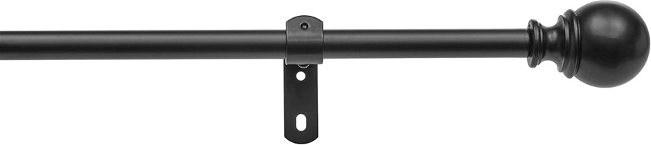 AMAZON BASICS 1.6 cm Curtain Rod with Round Finials, 71 to 122 cm, Black.