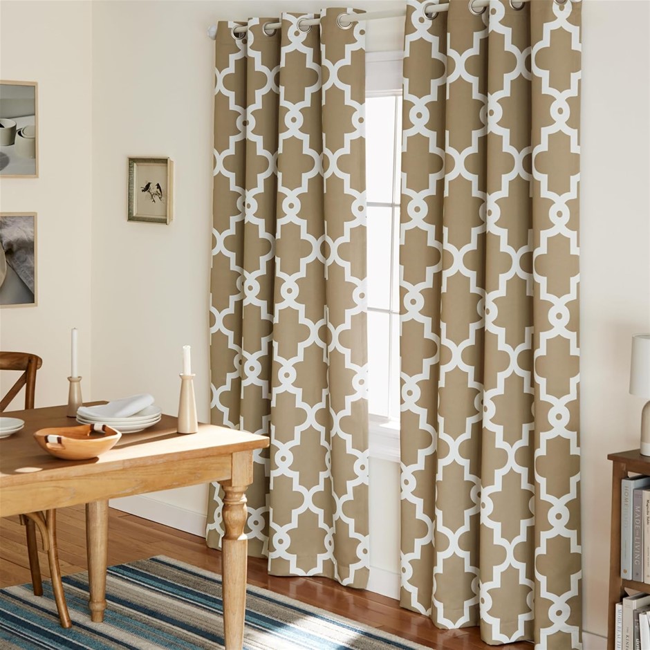 EXCLUSIVE HOME Town & Country Everyday Geo Trellis Sateen Indoor Curtains,