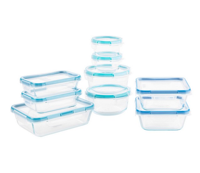 SNAPWARE 18pc PYREX Glass Food Storage Container Set. NB: Minor use, 3 x pc