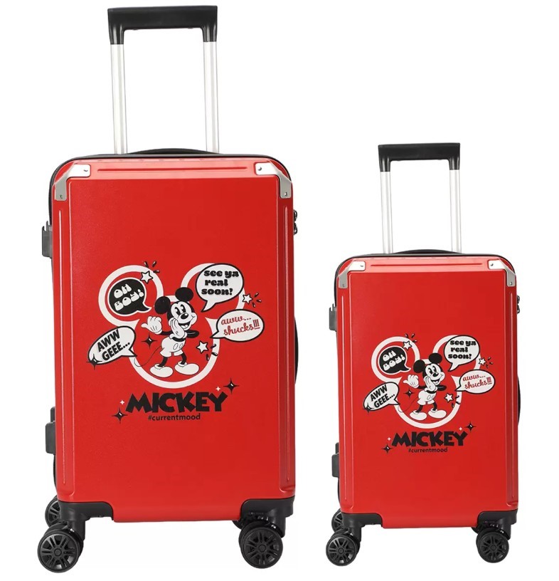 DISNEY Mickey Mouse 2 Piece Luggage Set, Small: 55cm, Large: 75cm, Red. NB: