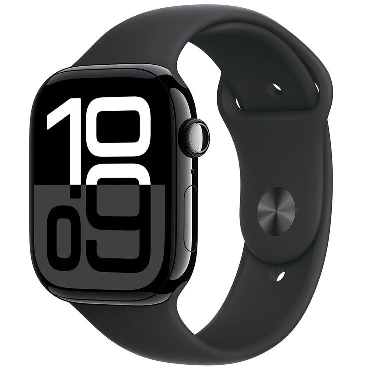 APPLE Watch Series 10, 46mm, Jet Black Aluminium Case w/ Black Sport Band S