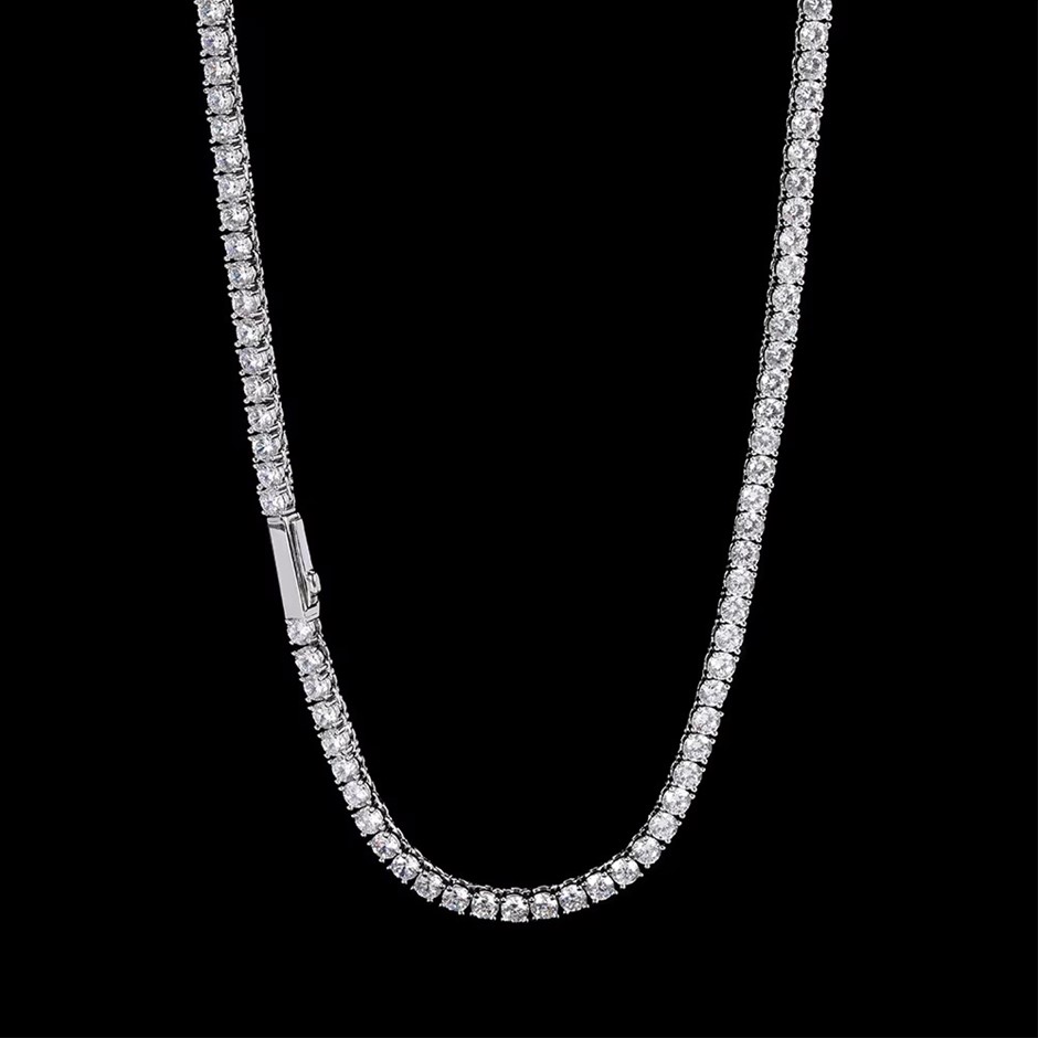 Silver-Filled 5MM Tennis Necklace with Simulated Diamonds - 60.9cm